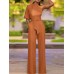 High Waist Solid Pocket Asymmetrical One Shoulder Jumpsuit High Waist Solid Pocket Asymmetrical One Shoulder Jumpsuit