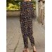 Leopard Print Pocket Tie Long Sleeve Elastic Waist Two Pieces Set Leopard Print Pocket Tie Long Sleeve Elastic Waist Two Pieces Set