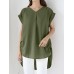 Solid Ruched Short Sleeve V Neck Casual Blouse Solid Ruched Short Sleeve V Neck Casual Blouse