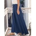Women Pure Color Elastic Waist Simple Swing Skirts With Pocket Women Pure Color Elastic Waist Simple Swing Skirts With Pocket