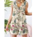Sleeveless Button Print Flower Pocket Regular Fit Jumpsuit Sleeveless Button Print Flower Pocket Regular Fit Jumpsuit