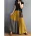 Women Plaid Patchwork Elastic Waist Swing Skirt With Pocket Women Plaid Patchwork Elastic Waist Swing Skirt With Pocket