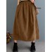 Women Corduroy Solid Elastic Waist Leisure Skirt With Side Pockets Women Corduroy Solid Elastic Waist Leisure Skirt With Side Pockets