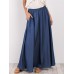 Women Pure Color Elastic Waist Simple Swing Skirts With Pocket Women Pure Color Elastic Waist Simple Swing Skirts With Pocket
