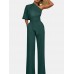 High Waist Solid Pocket Asymmetrical One Shoulder Jumpsuit High Waist Solid Pocket Asymmetrical One Shoulder Jumpsuit