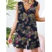 Sleeveless Button Print Flower Pocket Regular Fit Jumpsuit Sleeveless Button Print Flower Pocket Regular Fit Jumpsuit