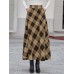 Women Plaid A Line Vintage High Waist Skirts With Pocket Women Plaid A Line Vintage High Waist Skirts With Pocket