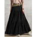 Solid Color Big Swing Elastic Waist Pleated Casual Long Skirt For Women Solid Color Big Swing Elastic Waist Pleated Casual Long Skirt For Women