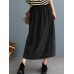 Women Corduroy Solid Elastic Waist Leisure Skirt With Side Pockets Women Corduroy Solid Elastic Waist Leisure Skirt With Side Pockets