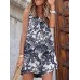 Plants Print Pocket Button Front Sleeveless V neck Romper Plants Print Pocket Button Front Sleeveless V neck Romper