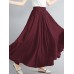 Women Big Swing Solid Color Elastic Waist Loose Casual Long Skirt Women Big Swing Solid Color Elastic Waist Loose Casual Long Skirt