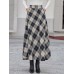Women Plaid A Line Vintage High Waist Skirts With Pocket Women Plaid A Line Vintage High Waist Skirts With Pocket