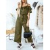 Solid Color Button Pocket Drawstring Off shoulder Ruffle Casual Jumpsuit Solid Color Button Pocket Drawstring Off shoulder Ruffle Casual Jumpsuit