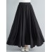 Women Big Swing Solid Color Elastic Waist Loose Casual Long Skirt Women Big Swing Solid Color Elastic Waist Loose Casual Long Skirt