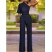 High Waist Solid Pocket Asymmetrical One Shoulder Jumpsuit High Waist Solid Pocket Asymmetrical One Shoulder Jumpsuit