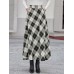 Women Plaid A Line Vintage High Waist Skirts With Pocket Women Plaid A Line Vintage High Waist Skirts With Pocket