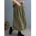 Women Corduroy Solid Elastic Waist Leisure Skirt With Side Pockets Women Corduroy Solid Elastic Waist Leisure Skirt With Side Pockets