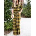 Plaid Print Button Pocket Short Sleeve Wide Leg Jumpsuit Plaid Print Button Pocket Short Sleeve Wide Leg Jumpsuit