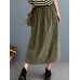 Women Corduroy Solid Elastic Waist Leisure Skirt With Side Pockets Women Corduroy Solid Elastic Waist Leisure Skirt With Side Pockets