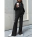 Women Turtleneck Solid Color Ankle Length Zipper Elastic Waist Two Piece Sets Women Turtleneck Solid Color Ankle Length Zipper Elastic Waist Two Piece Sets