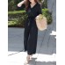 Solid Belt Pocket Button Ruffle Sleeve V neck Jumpsuit Solid Belt Pocket Button Ruffle Sleeve V neck Jumpsuit