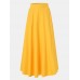 Women Solid Color A Line Elastic Waist Casual Swing Skirts With Pocket Women Solid Color A Line Elastic Waist Casual Swing Skirts With Pocket