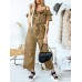 Solid Color Button Pocket Drawstring Off shoulder Ruffle Casual Jumpsuit Solid Color Button Pocket Drawstring Off shoulder Ruffle Casual Jumpsuit