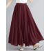 Women Big Swing Solid Color Elastic Waist Loose Casual Long Skirt Women Big Swing Solid Color Elastic Waist Loose Casual Long Skirt