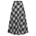 Women Plaid A Line Vintage High Waist Skirts With Pocket Women Plaid A Line Vintage High Waist Skirts With Pocket