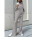Women Turtleneck Solid Color Ankle Length Zipper Elastic Waist Two Piece Sets Women Turtleneck Solid Color Ankle Length Zipper Elastic Waist Two Piece Sets