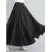 Women Big Swing Solid Color Elastic Waist Loose Casual Long Skirt Women Big Swing Solid Color Elastic Waist Loose Casual Long Skirt
