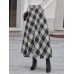 Women Plaid A Line Vintage High Waist Skirts With Pocket Women Plaid A Line Vintage High Waist Skirts With Pocket