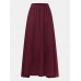 Women Big Swing Solid Color Elastic Waist Loose Casual Long Skirt Women Big Swing Solid Color Elastic Waist Loose Casual Long Skirt