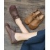 Khaki Genuine Leather Flat Shoes For Women Lace Up Splicing Flat Shoes Khaki Genuine Leather Flat Shoes For Women Lace Up Splicing Flat Shoes