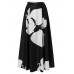 Women Large Flower Print A Line Swing Casual High Waist Skirts With Pocket Women Large Flower Print A Line Swing Casual High Waist Skirts With Pocket