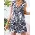 Plants Print Pocket Button Front Sleeveless V neck Romper Plants Print Pocket Button Front Sleeveless V neck Romper