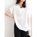 Solid Ruched Short Sleeve V Neck Casual Blouse Solid Ruched Short Sleeve V Neck Casual Blouse