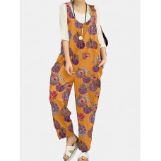 Tribal Flower Print Wide Leg Jumpsuit For Women