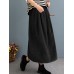 Women Corduroy Solid Elastic Waist Leisure Skirt With Side Pockets Women Corduroy Solid Elastic Waist Leisure Skirt With Side Pockets