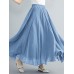 Women Big Swing Solid Color Elastic Waist Loose Casual Long Skirt Women Big Swing Solid Color Elastic Waist Loose Casual Long Skirt