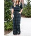 Plaid Print Button Pocket Short Sleeve Wide Leg Jumpsuit Plaid Print Button Pocket Short Sleeve Wide Leg Jumpsuit