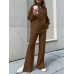 Women Turtleneck Solid Color Ankle Length Zipper Elastic Waist Two Piece Sets Women Turtleneck Solid Color Ankle Length Zipper Elastic Waist Two Piece Sets