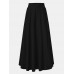 Women Solid Color A Line Elastic Waist Casual Swing Skirts With Pocket Women Solid Color A Line Elastic Waist Casual Swing Skirts With Pocket