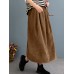 Women Corduroy Solid Elastic Waist Leisure Skirt With Side Pockets Women Corduroy Solid Elastic Waist Leisure Skirt With Side Pockets